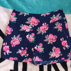 Floral blue and pink shorts
